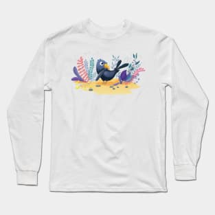 Cartoon blackbird Long Sleeve T-Shirt